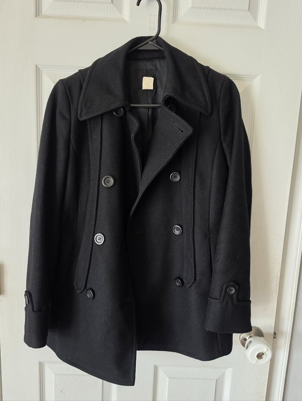 J.Crew Women's Black Wool Blend Double Breasted Peacoat Jacket Size 4 Structured - Picture 4 of 14